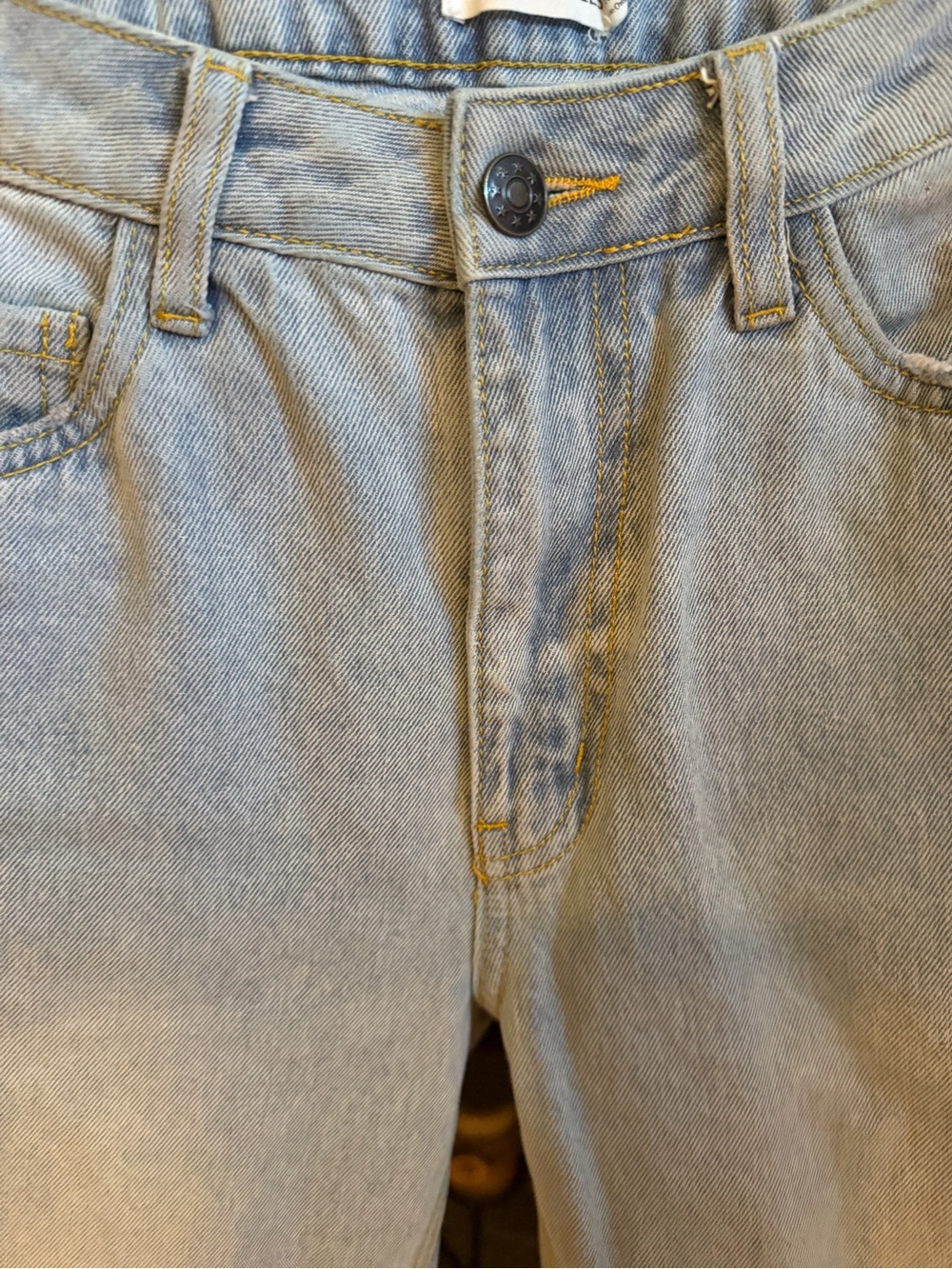 Avec Les Filles Light Blue Distressed Straight Jeans - Picture 3 of 6